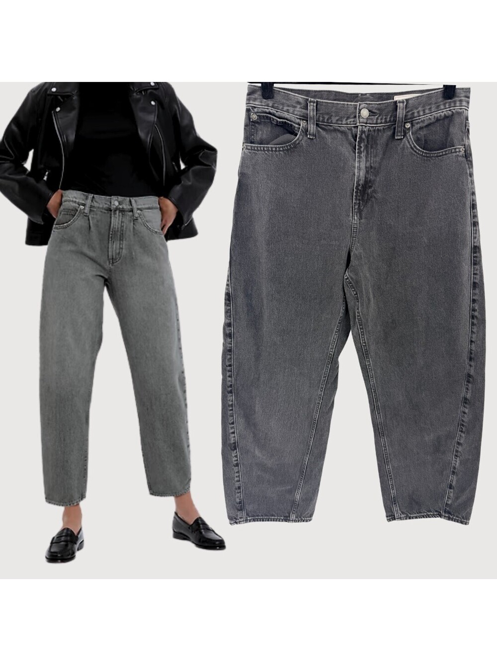Gap High Rise Barrel Jeans Washed Black Size 32